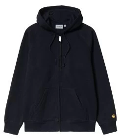 CARHARTT Hooded Chase Jacket - Dark Navy/Gold -Skateboard Kortingswinkel carhartt hooded chase jacket dark navy gold 3