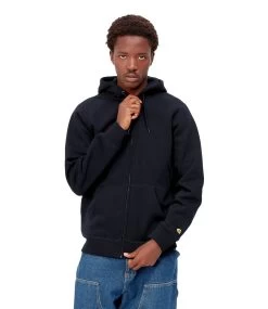 CARHARTT Hooded Chase Jacket - Dark Navy/Gold -Skateboard Kortingswinkel carhartt hooded chase jacket dark navy gold 5