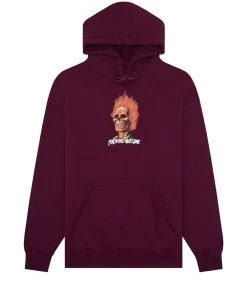 FUCKING AWESOME Flame Skull Hoodie - Maroon -Skateboard Kortingswinkel fucking awesome flame skull hoodie maroon 1