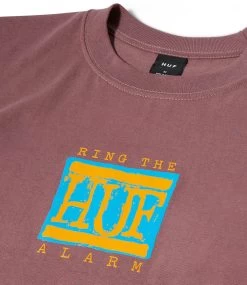 HUF Alarm T-Shirt - Mauve -Skateboard Kortingswinkel huf alarm t shirt mauve 3