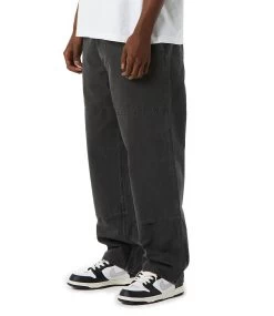 HUF Belden Double Knee Pant - Black -Skateboard Kortingswinkel huf belden double knee pant black 2