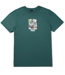 HUF Burning Away T-Shirt - Pine -Skateboard Kortingswinkel huf burning away t shirt pine 1