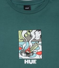 HUF Burning Away T-Shirt - Pine -Skateboard Kortingswinkel huf burning away t shirt pine 2