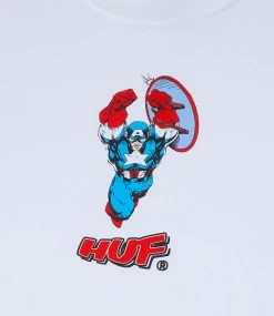 HUF Cap No Cap S/S Tee - White -Skateboard Kortingswinkel huf cap no cap s s tee white 2