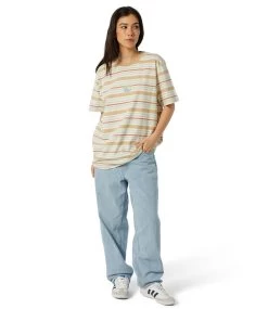 HUF Cheshire Stripe Knit Top - Cream -Skateboard Kortingswinkel huf cheshire stripe knit top cream 4