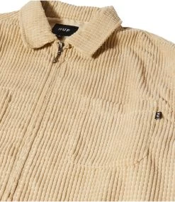 HUF Cornelius Zip Shirt - Oatmeal -Skateboard Kortingswinkel huf cornelius zip shirt oatmeal 6
