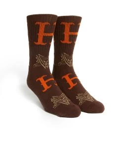 HUF Duality Sock - Chocolate -Skateboard Kortingswinkel huf duality sock chocolate 3