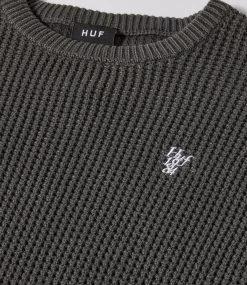 HUF Filmore Waffle Knit Sweater - Black -Skateboard Kortingswinkel huf filmore waffle knit sweater black 4
