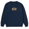 HUF Fire Crewneck - Navy -Skateboard Kortingswinkel huf fire crewneck navy