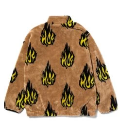 HUF Flamin' Zip Sherpa Fleece - Oatmeal -Skateboard Kortingswinkel huf flamin zip sherpa fleece oatmeal 3