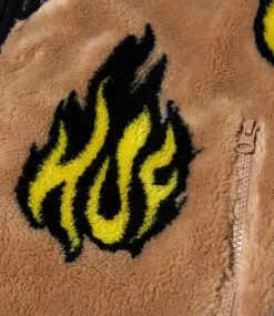 HUF Flamin' Zip Sherpa Fleece - Oatmeal -Skateboard Kortingswinkel huf flamin zip sherpa fleece oatmeal 4