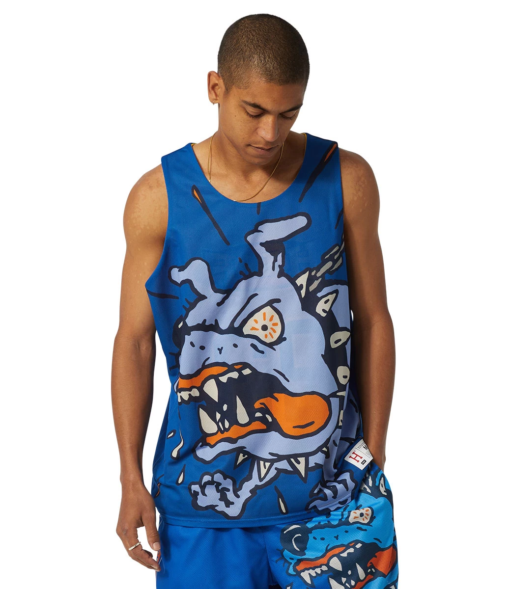 HUF Half Court Reversible Jersey - Blue/Yellow 3 HUF Half Court Reversible Jersey - Blue/Yellow - Afbeelding 2