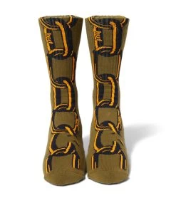 HUF Linked Crew Sock - Olive -Skateboard Kortingswinkel huf linked crew sock olive 2