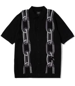 HUF Linked Short Sleeve Knit Sweater - Black -Skateboard Kortingswinkel huf linked short sleeve knit sweater black 2