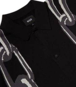 HUF Linked Short Sleeve Knit Sweater - Black -Skateboard Kortingswinkel huf linked short sleeve knit sweater black 4