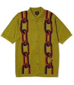 HUF Linked Short Sleeve Knit Sweater - Green -Skateboard Kortingswinkel huf linked short sleeve knit sweater green 2