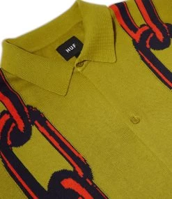 HUF Linked Short Sleeve Knit Sweater - Green -Skateboard Kortingswinkel huf linked short sleeve knit sweater green 4