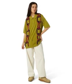 HUF Linked Short Sleeve Knit Sweater - Green -Skateboard Kortingswinkel huf linked short sleeve knit sweater green 6