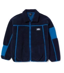 HUF Livingston Sherpa Jacket - Blue Night -Skateboard Kortingswinkel huf livingston sherpa jacket blue night 2
