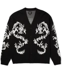 HUF Twin Dragon Cardigan - Black -Skateboard Kortingswinkel huf twin dragon cardigan black 3