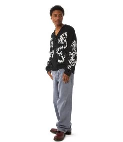 HUF Twin Dragon Cardigan - Black -Skateboard Kortingswinkel huf twin dragon cardigan black 7