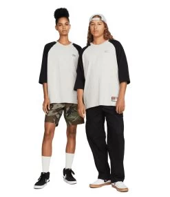NIKE SB X Mlb Raglan Skate T-Shirt - Grey Heather/Black -Skateboard Kortingswinkel nike sb x mlb raglan skate t shirt grey heather bl 9