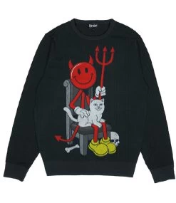 RIPNDIP Devilman / Nermknit Sweater - Black -Skateboard Kortingswinkel ripndip devilman nermknit sweater black 1