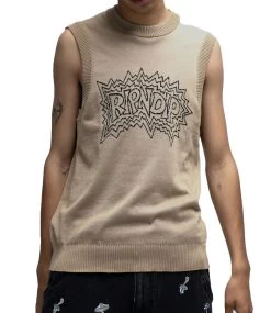 RIPNDIP Natural Shock Knit Sweater Vest - Natural -Skateboard Kortingswinkel ripndip natural shock knit sweater vest natural 2