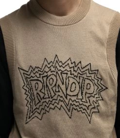 RIPNDIP Natural Shock Knit Sweater Vest - Natural -Skateboard Kortingswinkel ripndip natural shock knit sweater vest natural 3