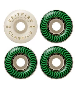 SPITFIRE WHEELS F4 Classic Swirl White/Green - 52Mm 101A -Skateboard Kortingswinkel spitfire wheels f4 classic swirl white green 52mm 5