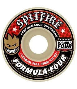 SPITFIRE WHEELS F4 Conical Full White/Red - 52Mm 101A -Skateboard Kortingswinkel spitfire wheels f4 conical full white red 52mm 101 1