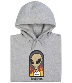 THRASHER Believe Hooded Sweat - Grey -Skateboard Kortingswinkel thrasher believe hooded sweat grey 2