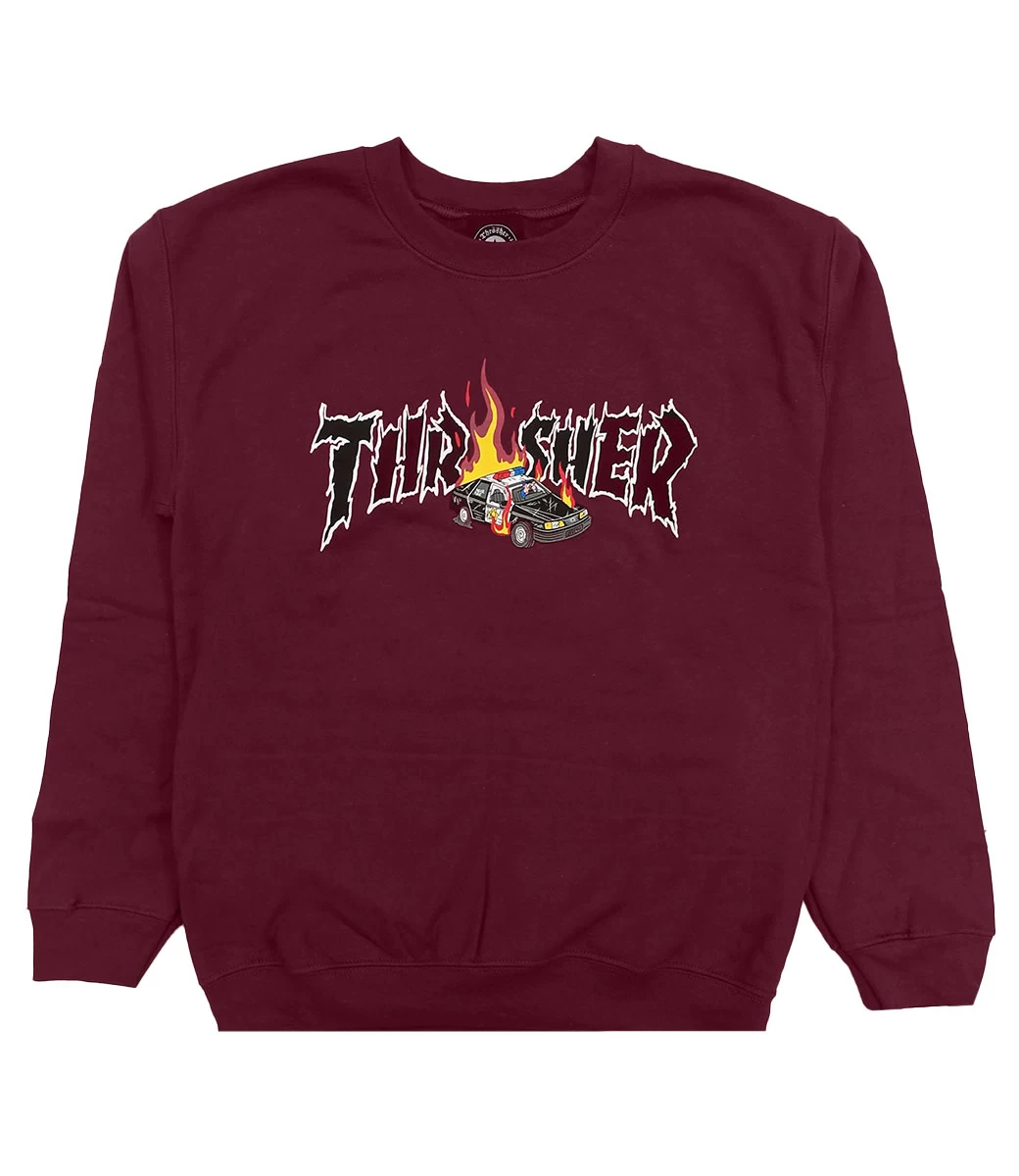 THRASHER Cop Car Crew - Maroon 4 THRASHER Cop Car Crew - Maroon - Afbeelding 2