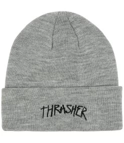 THRASHER Sketch Beanie - Grey -Skateboard Kortingswinkel thrasher sketch beanie grey 2