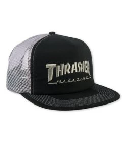 THRASHER Thrasher Logo Embroidered Mesh Cap - Black/Grey