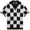VANS Parker Checkerboard Polo Sweater - Antique White/Black -Skateboard Kortingswinkel vans parker checkerboard polo sweater antique whit