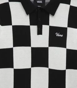 VANS Parker Checkerboard Polo Sweater - Antique White/Black -Skateboard Kortingswinkel vans parker checkerboard polo sweater antique whit 2